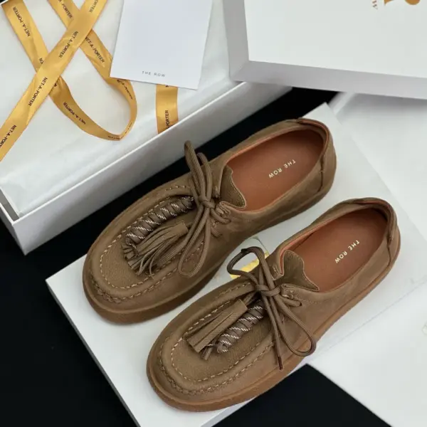 Tassel tan suede loafers, view 1