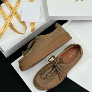Tassel tan suede loafers, view 2