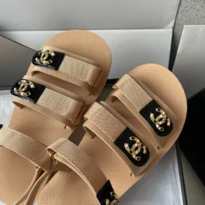 Velcro brown leather sandals, view 3