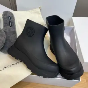 Womens black leather boots, view 2