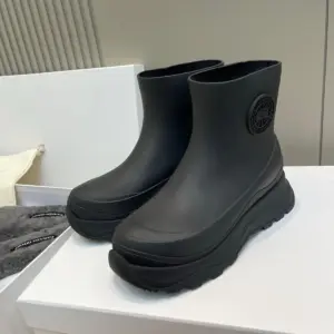 Womens black leather boots, view 5