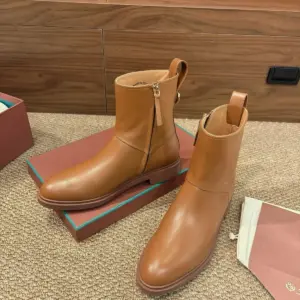 Womens brown leather boots, view 2